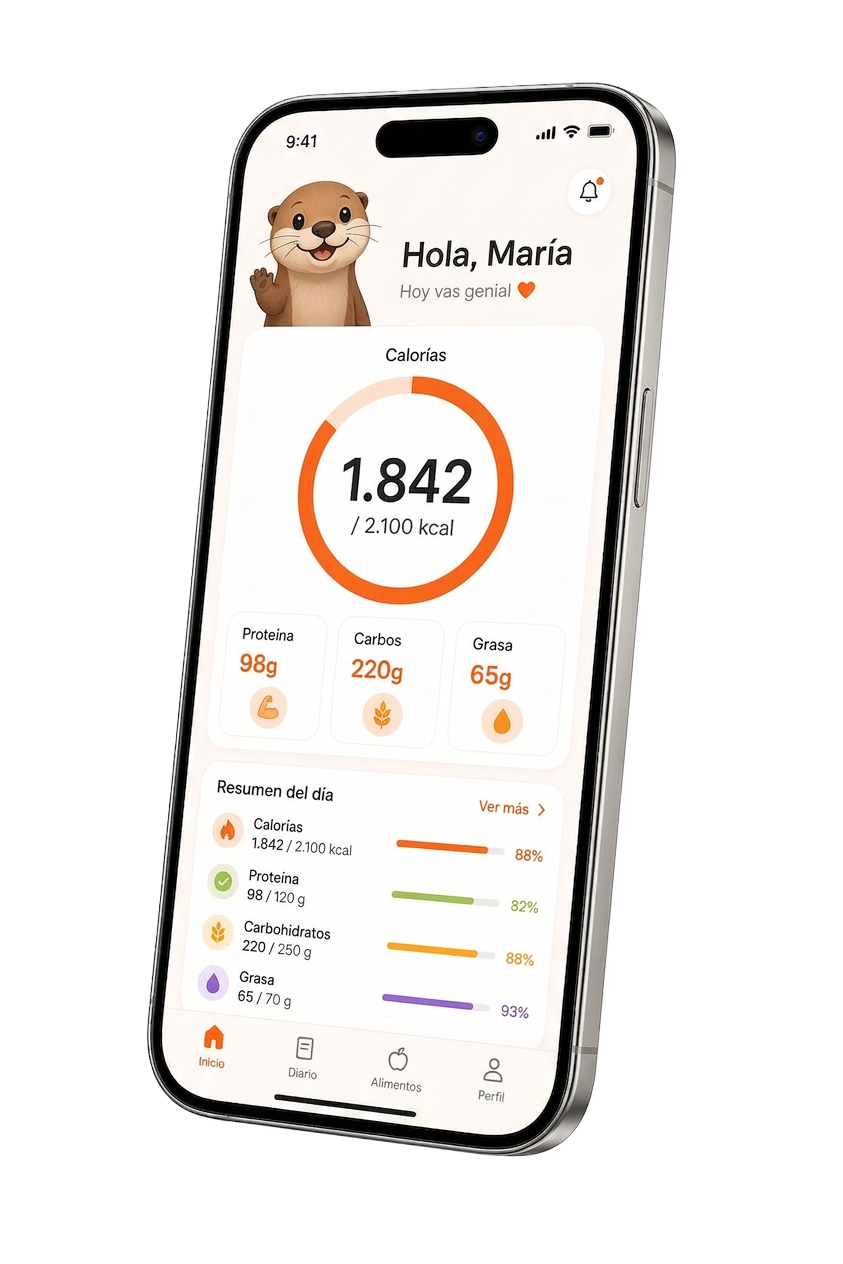 Pantalla principal de lutrAI.app con el anillo de calorías