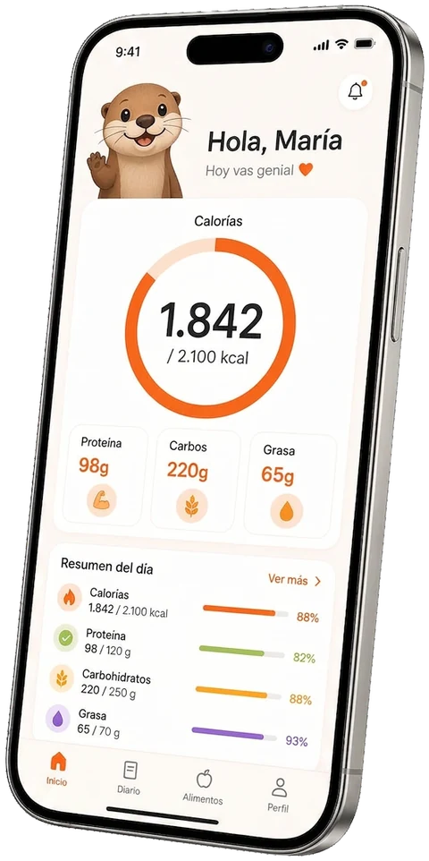Pantalla principal de lutrAI.app con el anillo de calorías