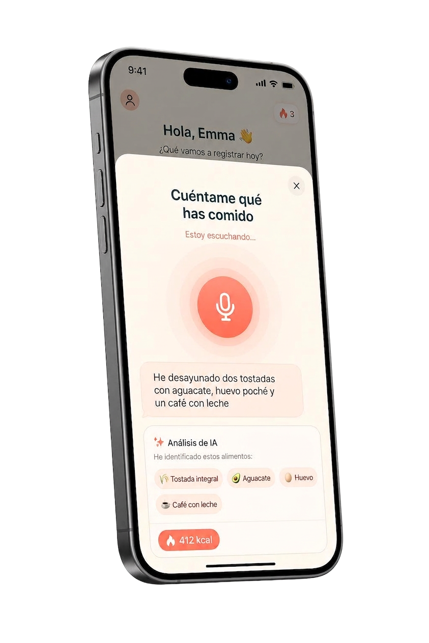Grabación de voz reconociendo una comida en lutrAI.app