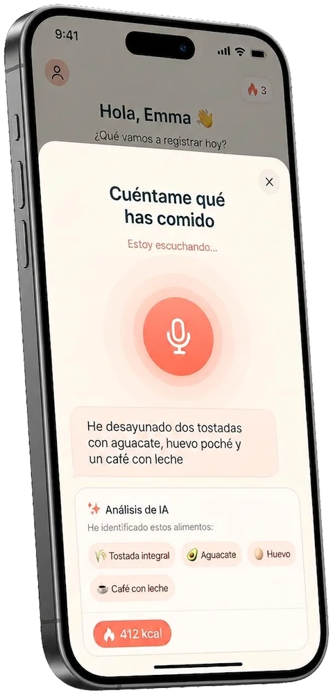Grabación de voz reconociendo una comida en lutrAI.app